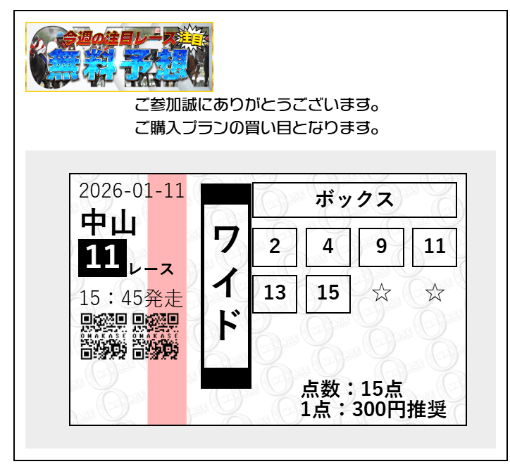OMAKASE競馬 フェアリーS的中証拠画像
